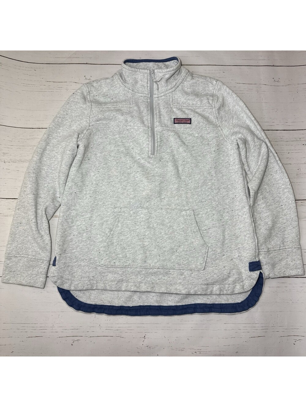 Vineyard Vines Heathered Pouch Pocket Shep Shirt 1/4 Zip Pullover Sweatshirt MED